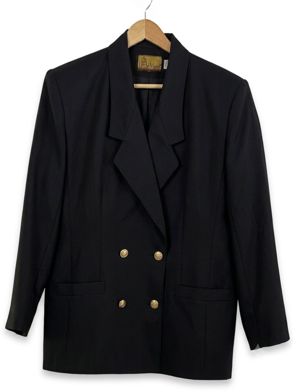 Vintage Canada 100% Pure Virgin Wool Double Breasted Blazer Crested Button Sz 16